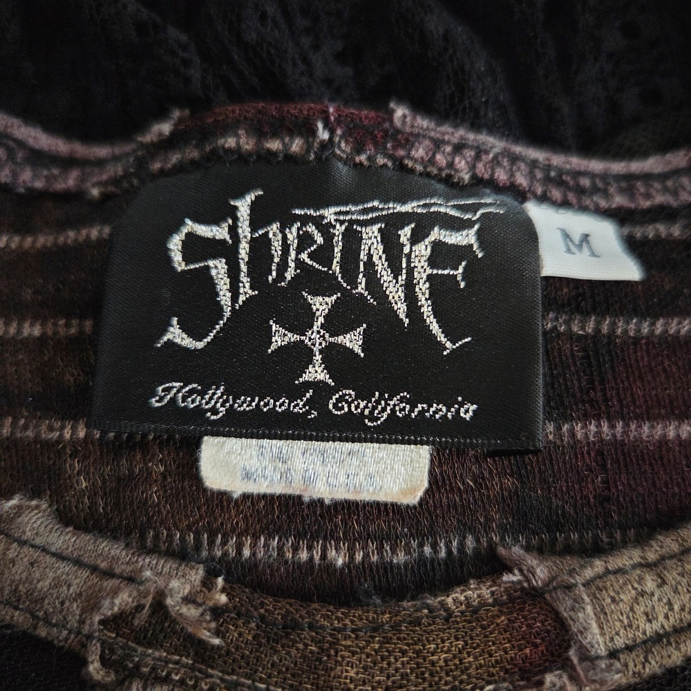 Shrine Hollywood Distressed Shirt Vintage 90s Goth Grunge Top M Made in USA Rare - Picture 7 of 8